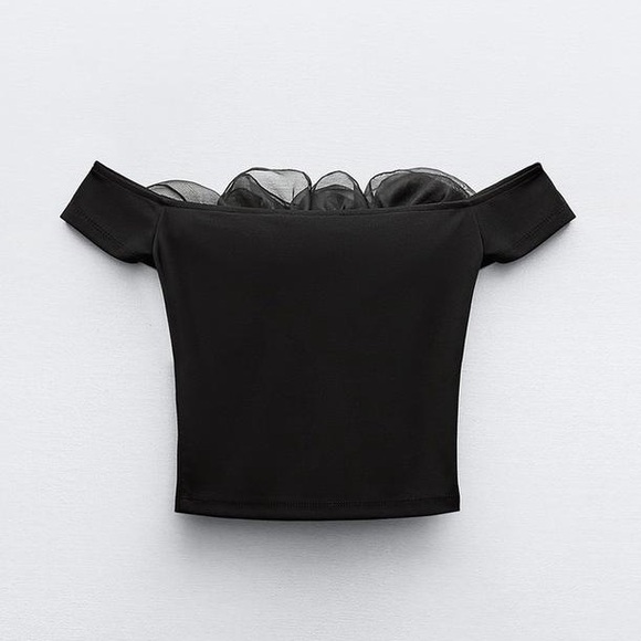 Zara Floral Organza Crop Top - Picture 6 of 8